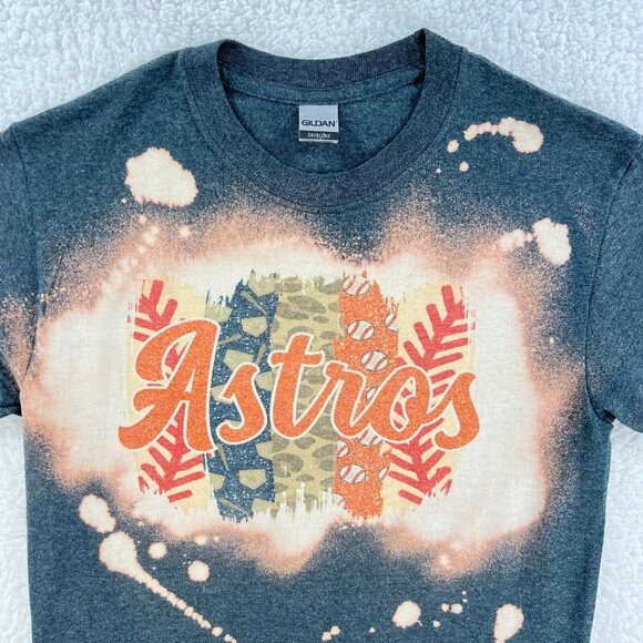 Houston Astros Custom 1 of 1 T Shirt Men Small Reverse Bleached MLB Baseball - Picture 5 of 16
